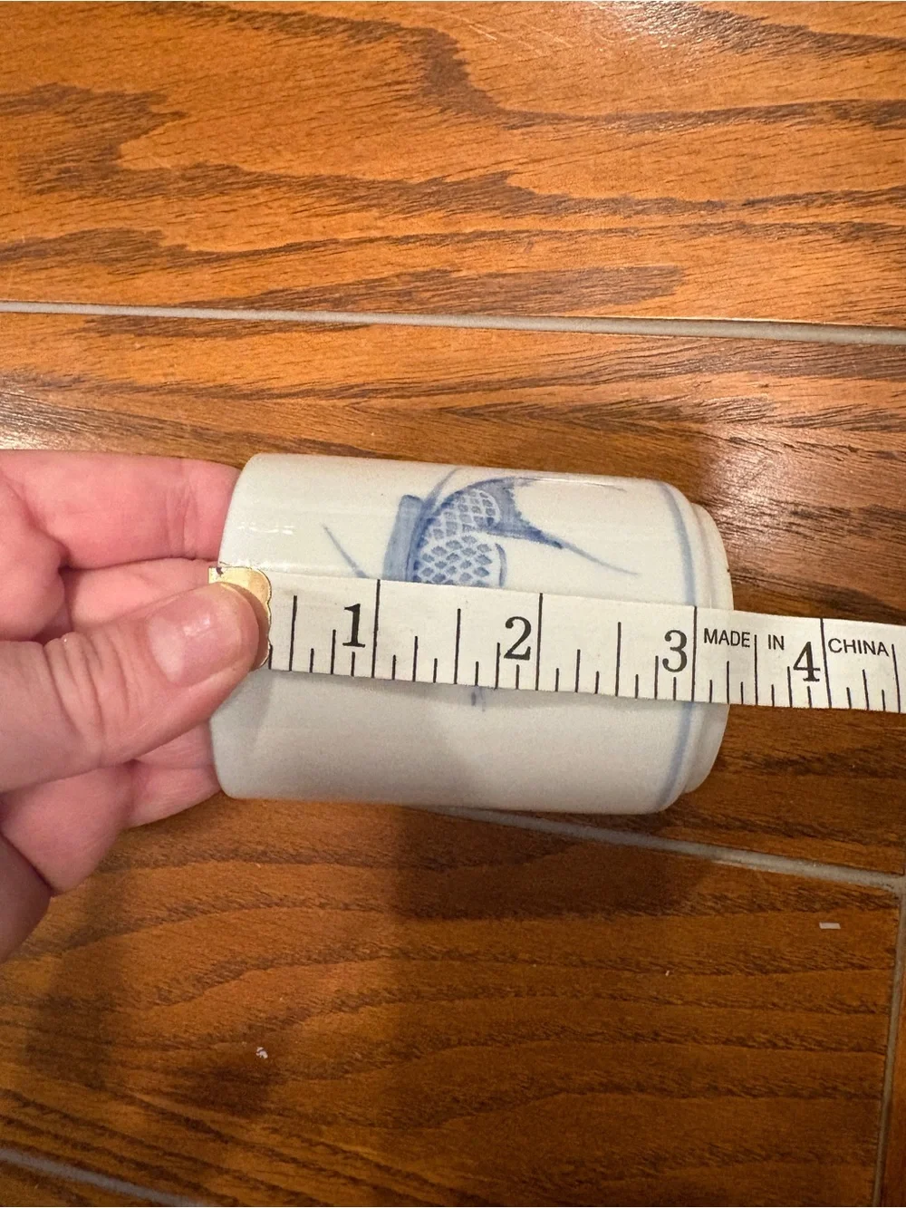 Pier 1 White Ceramic Tea or Sake Cups with Blue Koi Fish Design set of 3